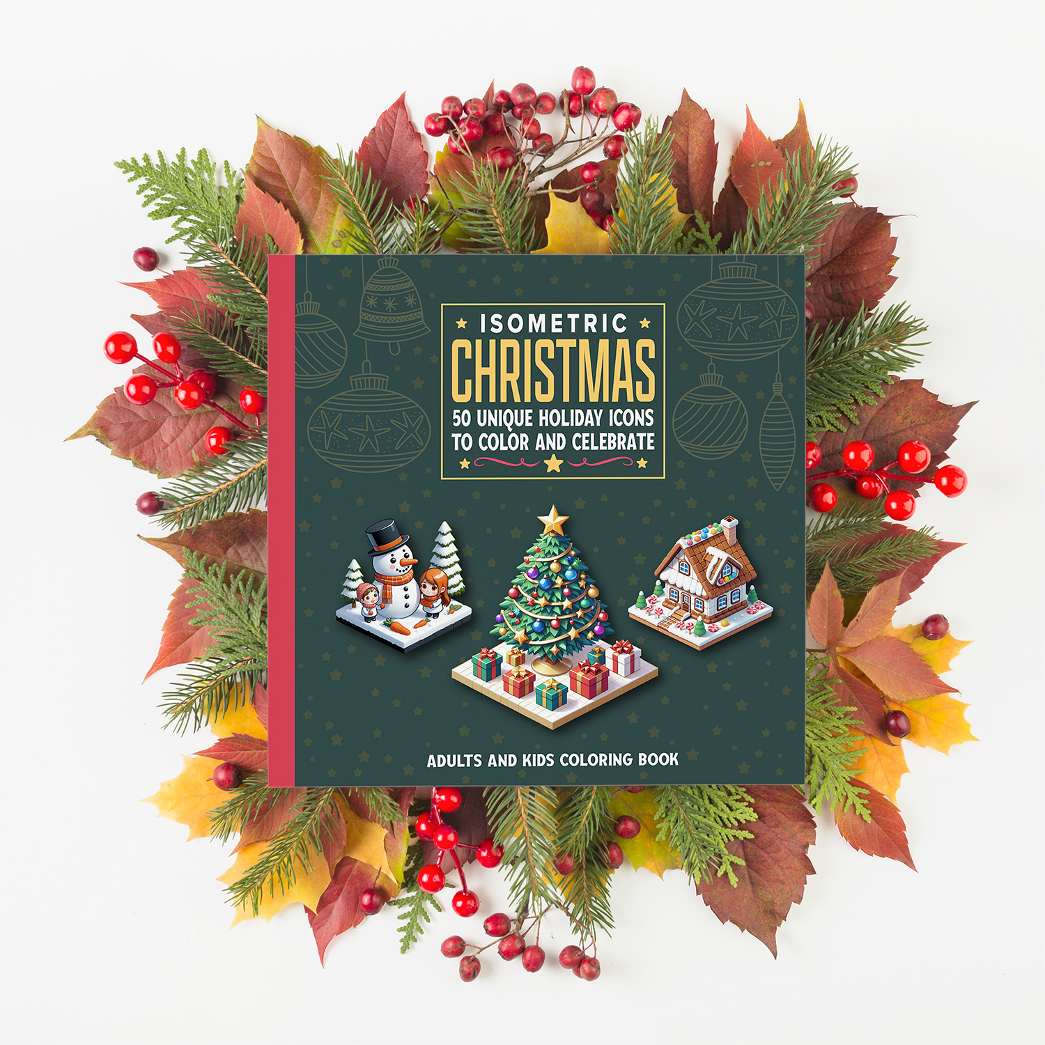 Isometric Christmas - 50 Unique Holiday Icons to color and celebrate